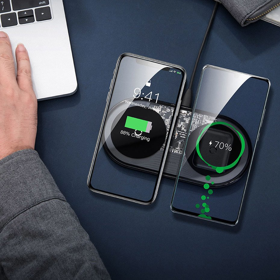 Baseus Simple 2in1 Wireless Network Charger, 15W, 1.67A, Transparent WXJK-A01