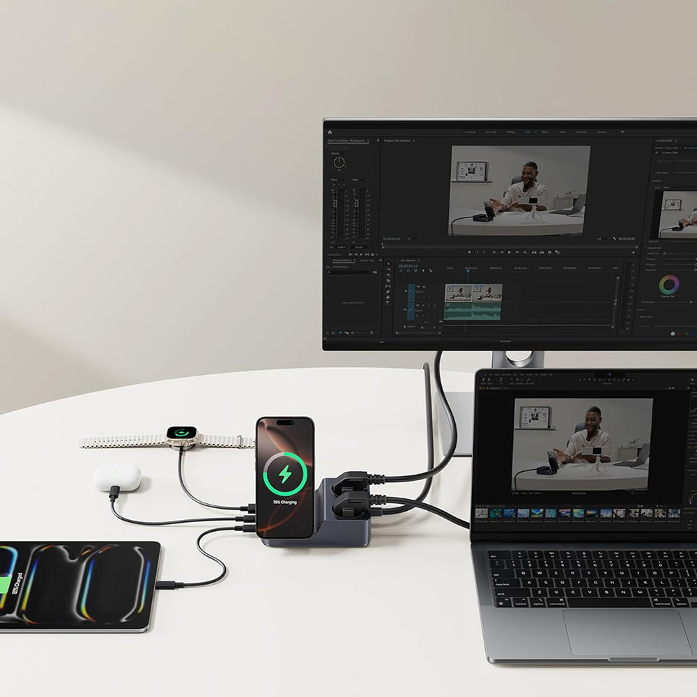 Caricabatterie Stazione Baseus Nomos ND11 QI 6in1, 67W, 3.35A, 1 x USB-A - 2 x USB-C - 2 x Schuko, Nero P80015804213-00