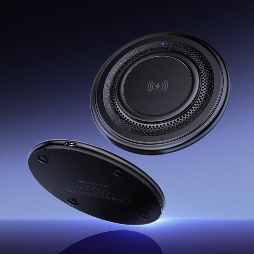 Caricabatterie Wireless Borofone BQ40 Crown, 15W, 1.67A, Nero