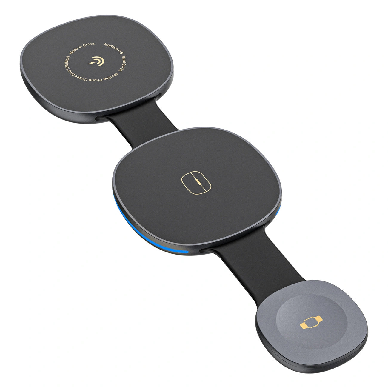 Caricabatterie Rete Wireless Dudao A11S 3in1, 15W, Nero