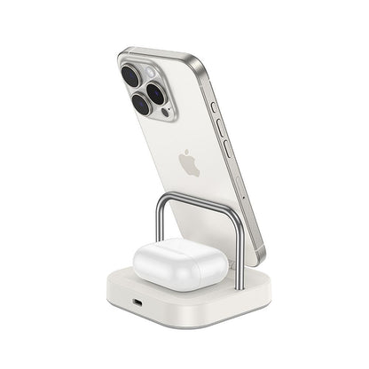 Chargeur Réseau Sans Fil HOCO CQ16A 3en1, 15W, 1.67A, Blanc