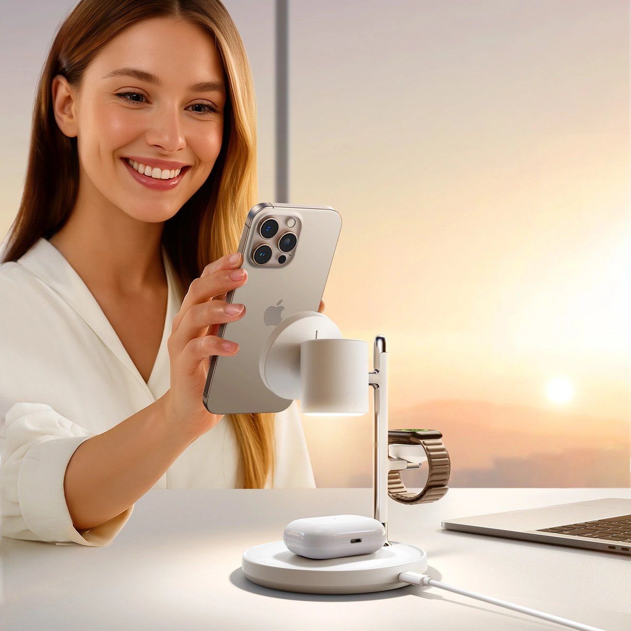 Joyroom JR-W23 3in1 Wireless-Netzladegerät, 15W, 1.67A, Weiß