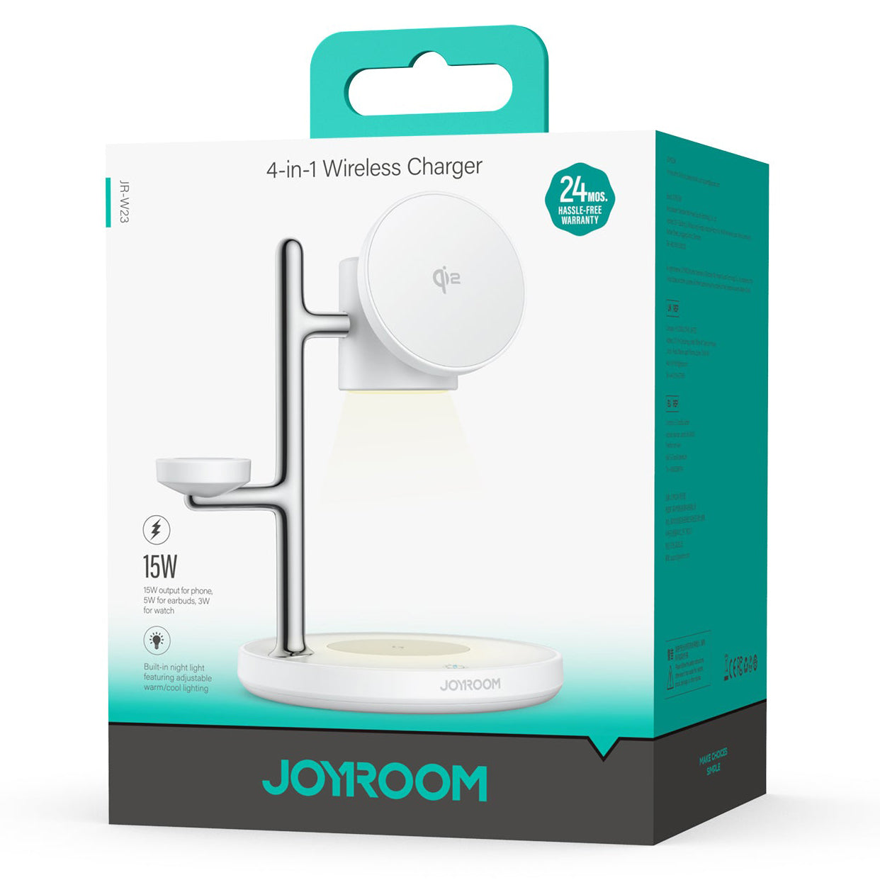 Caricabatterie Wireless Rete Joyroom JR-W23 3in1, 15W, 1.67A, Bianco