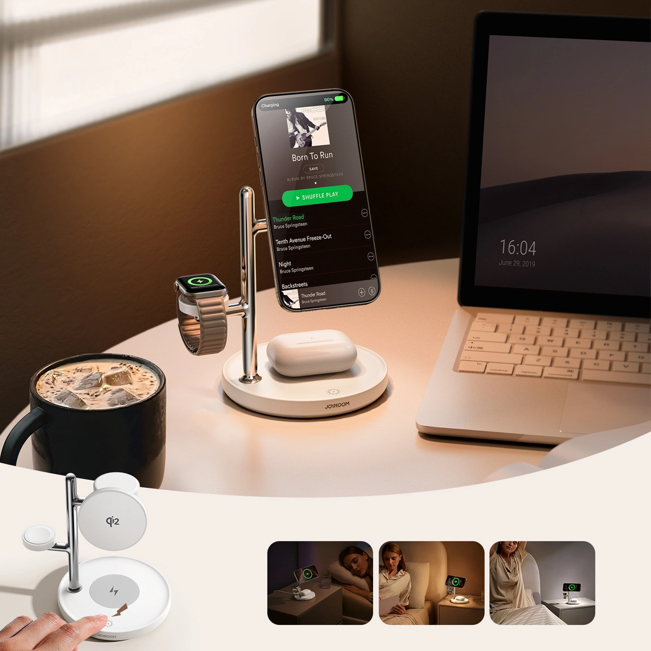 Caricabatterie Wireless Rete Joyroom JR-W23 3in1, 15W, 1.67A, Bianco