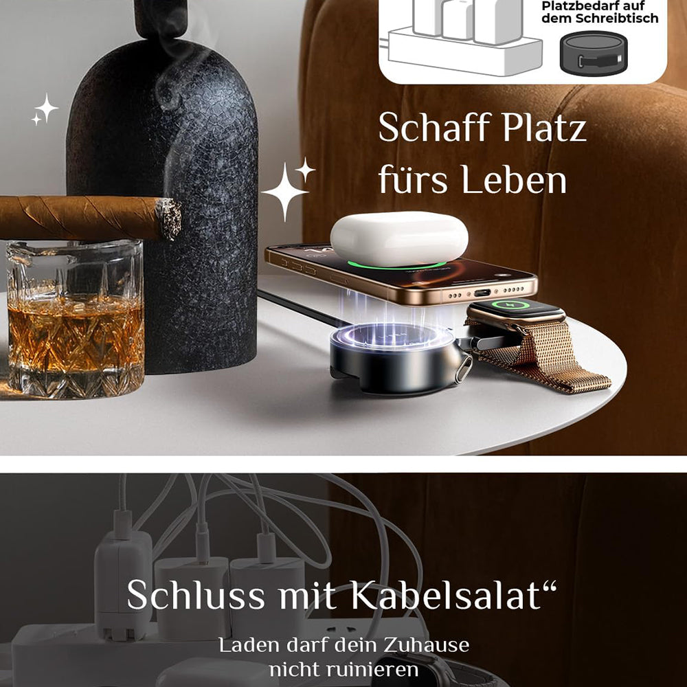 Caricabatterie Wireless Lisen W103 3in1, 7.5W, 1.1A, Nero YL0324090008