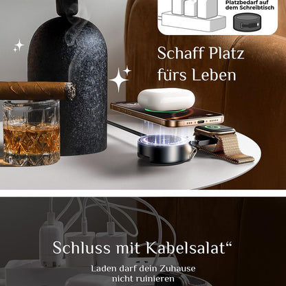 Caricabatterie Wireless Lisen W103 3in1, 7.5W, 1.1A, Nero YL0324090008