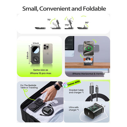 Caricabatterie Wireless Lisen 3in1, 15W, 1.67A, Nero YL0424010003