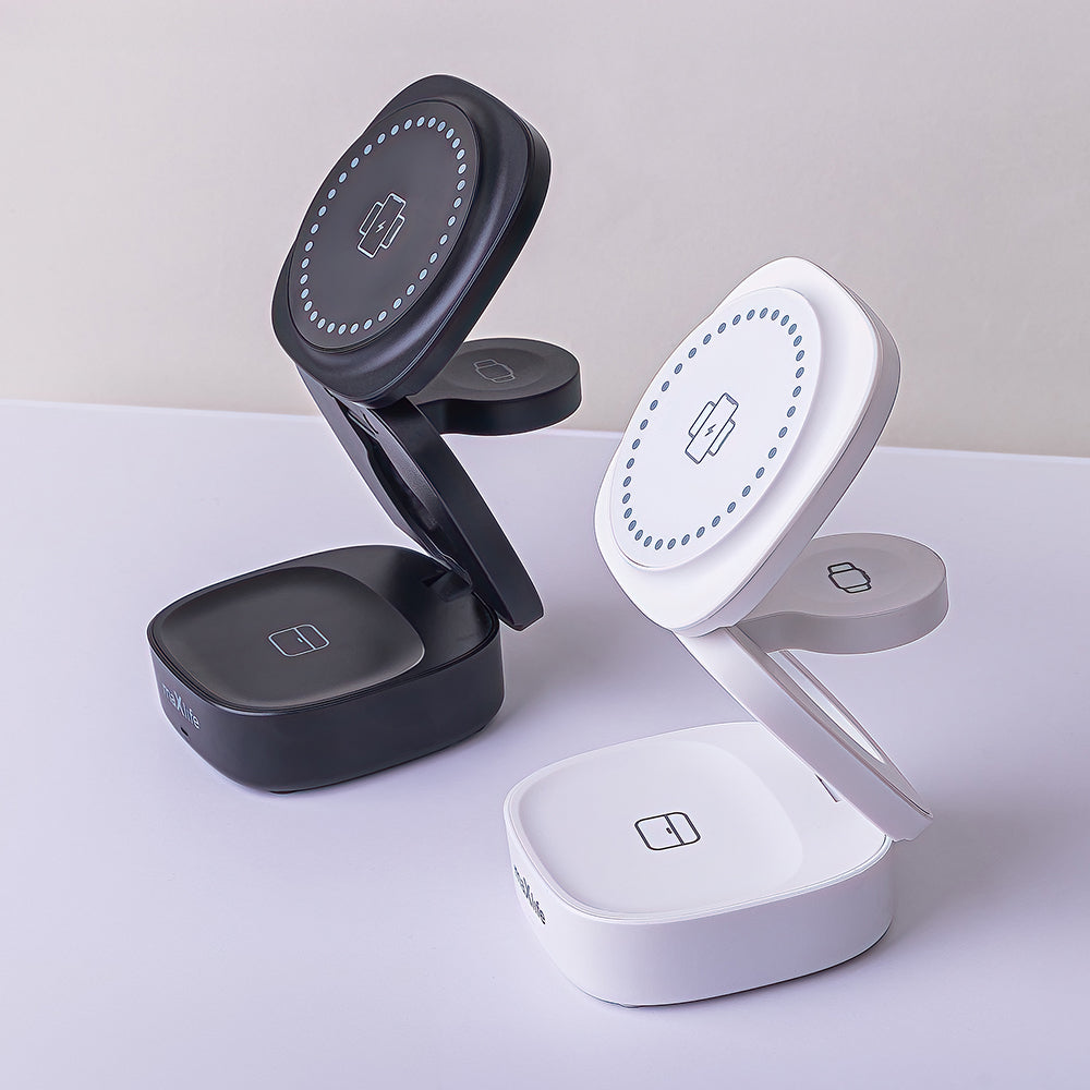 Chargeur Réseau Sans Fil MaXlife MXWC-06 3en1, 15W, 1.67A, Noir