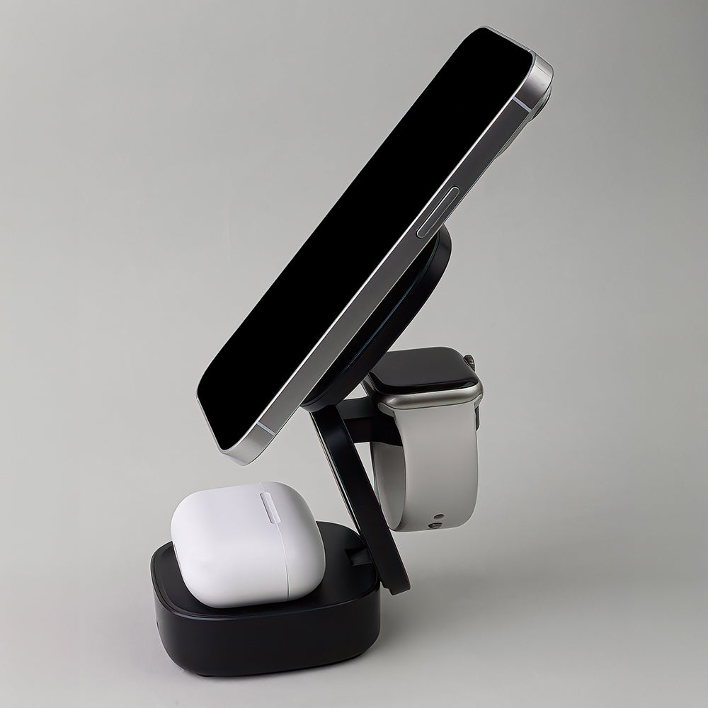 Chargeur Réseau Sans Fil MaXlife MXWC-06 3en1, 15W, 1.67A, Noir