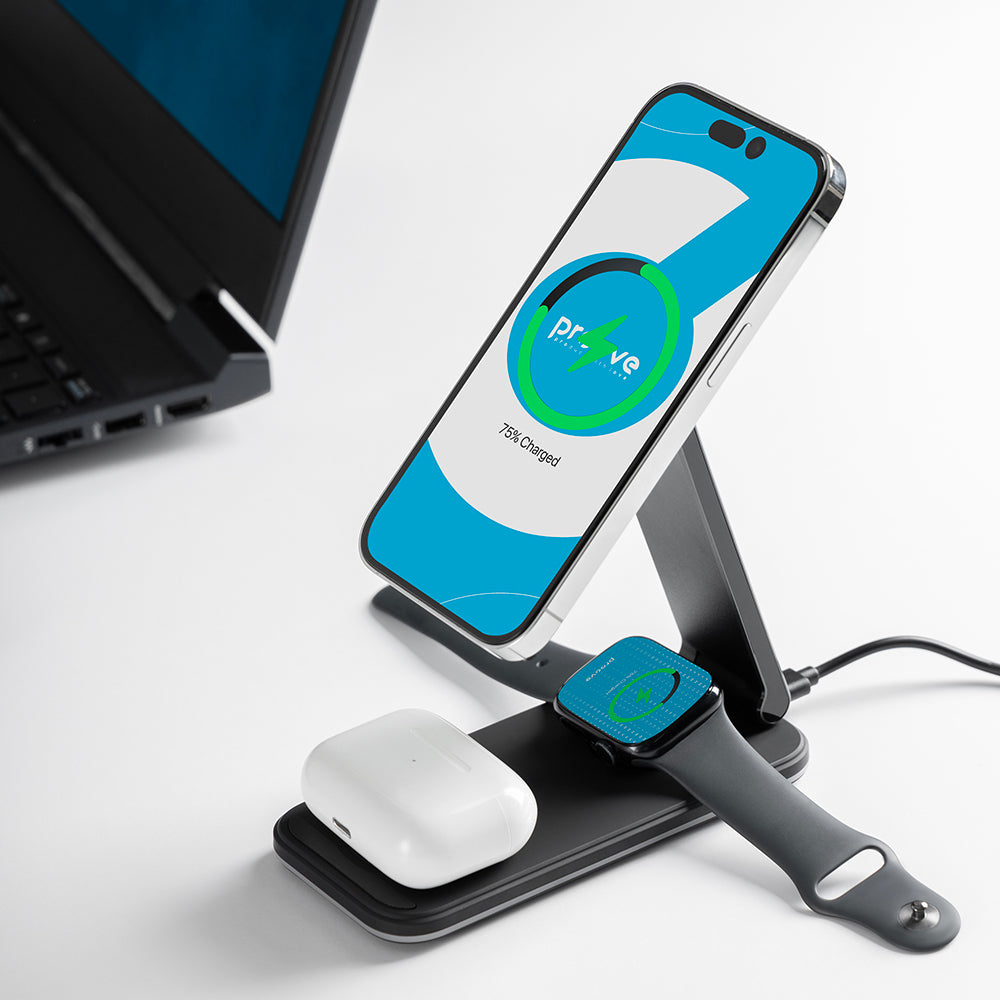 Caricabatterie Rete Wireless Proove Energy Fold 3in1, 15W, 1.67A, Nero WSEF15010001