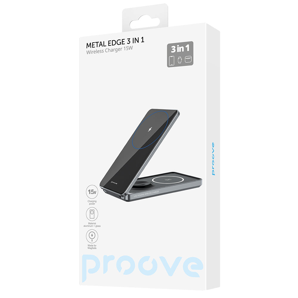 Caricabatterie Rete Wireless Proove Metal Edge 3in1, 15W, 1.67A, Grigio WSME15010003