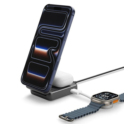 Drahtloses Netzladegerät Spigen EF302MOQ 3in1, 25W, 1 x USB-C, Grau