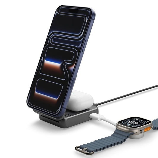 Caricabatterie Rete Wireless Spigen EF302MOQ 3in1, 25W, 1 x USB-C, Grigio