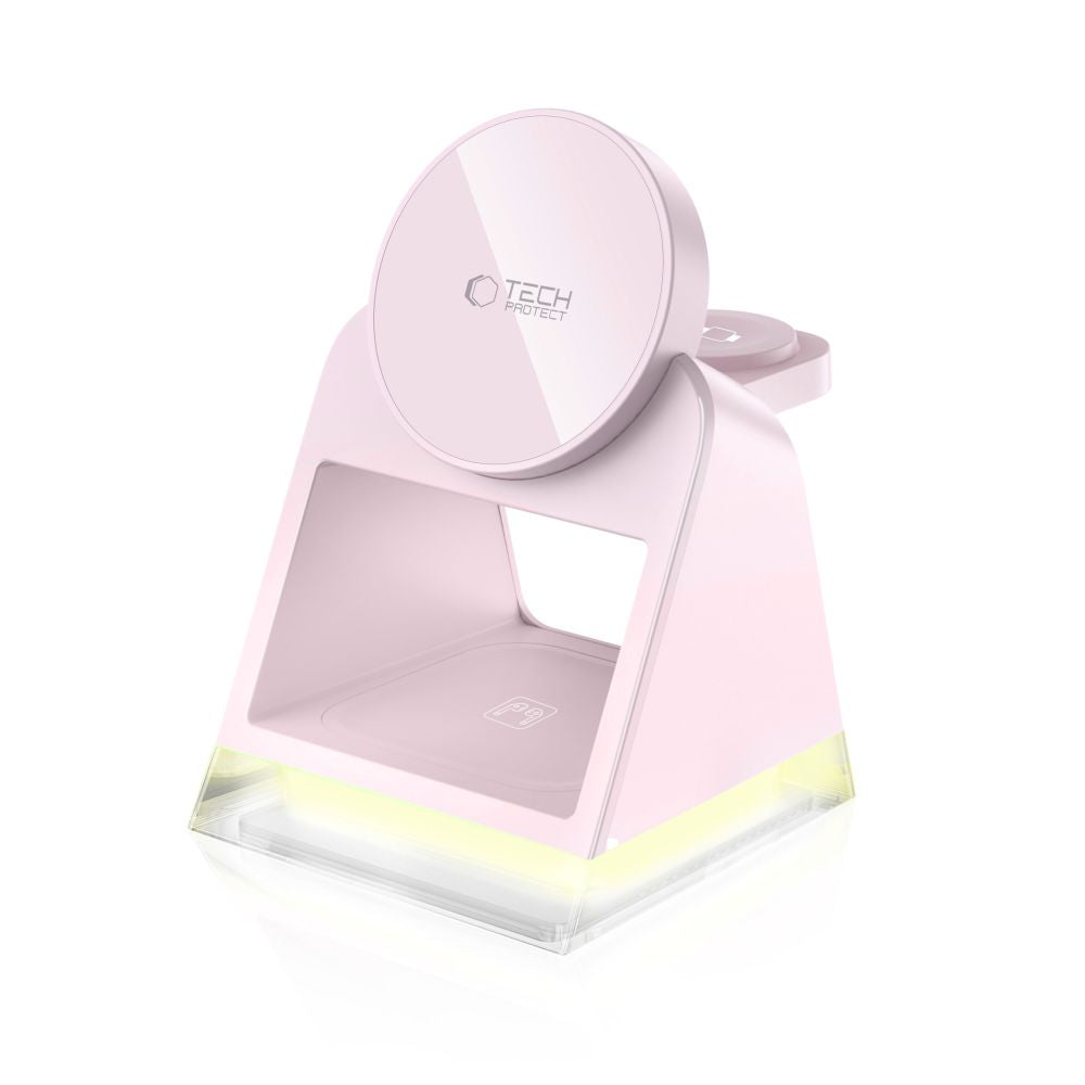 Drahtloses Netzladegerät Tech-Protect A43 3in1, 15W, 1.67A, Rosa