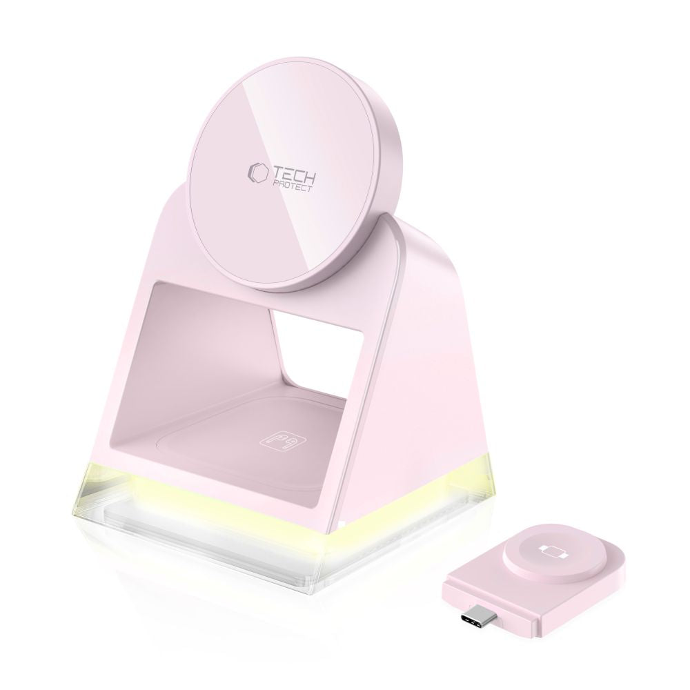 Drahtloses Netzladegerät Tech-Protect A43 3in1, 15W, 1.67A, Rosa