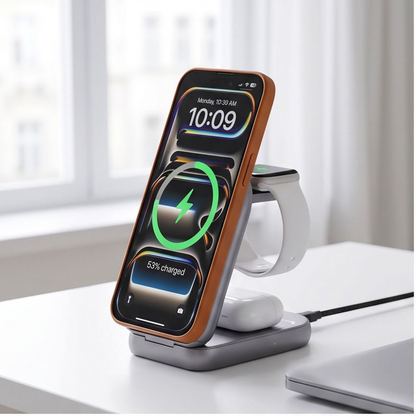 Caricatore da rete wireless Tech-Protect A53 3in1, 25W, Grigio