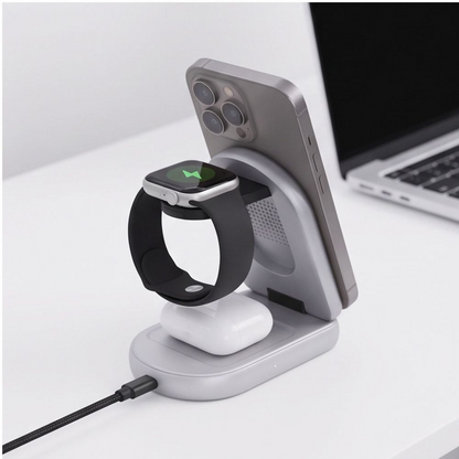 Caricatore da rete wireless Tech-Protect A53 3in1, 25W, Grigio