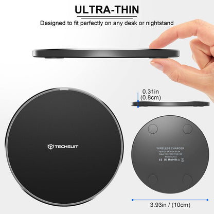 Caricabatterie Wireless Rete Techsuit CHWR031 Premium, 15W, 1.67A, Bianco