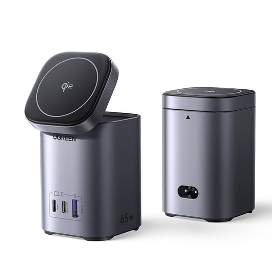 Chargeur Réseau Sans Fil UGREEN X555 4en1, 65W, 3.25A, 1 x USB-A - 2 x USB-C, Gris