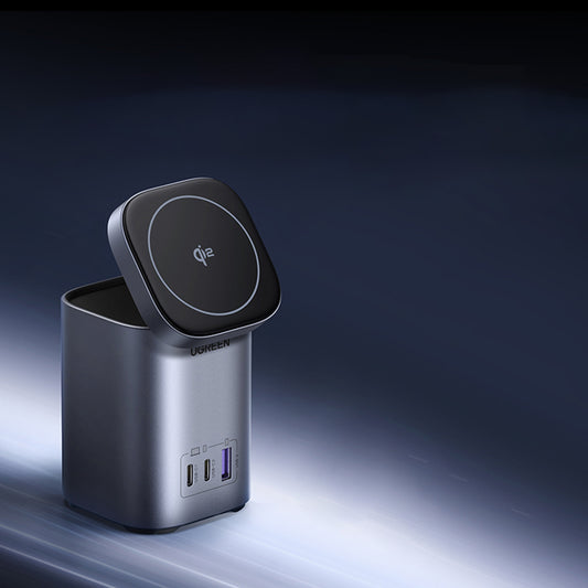 Chargeur Réseau Sans Fil UGREEN X555 4en1, 65W, 3.25A, 1 x USB-A - 2 x USB-C, Gris