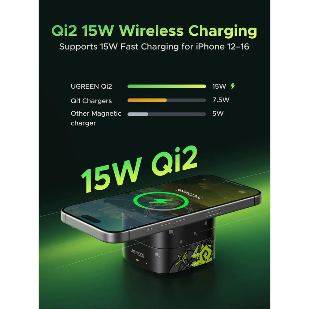 Caricabatterie Wireless UGREEN Genshin Impact Ed.W702 2n1, 25W, 1.67A, 1 x USB-C, Nero