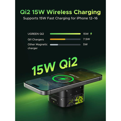 Caricabatterie Wireless UGREEN Genshin Impact Ed.W702 2n1, 25W, 1.67A, 1 x USB-C, Nero