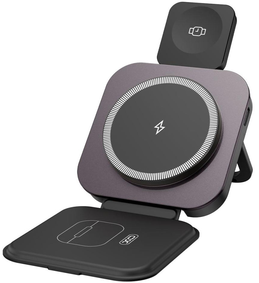 Chargeur Réseau Sans Fil XO Design CX035 3en1, 15W, 1.67A, Noir