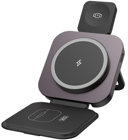 Chargeur Réseau Sans Fil XO Design CX035 3en1, 15W, 1.67A, Noir