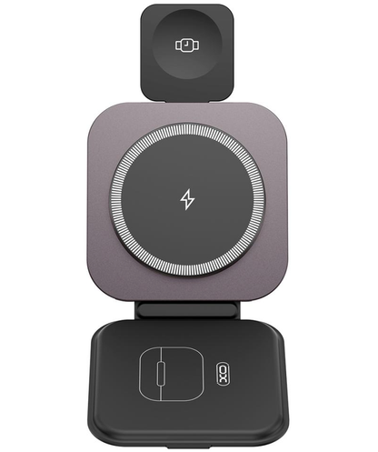 Chargeur Réseau Sans Fil XO Design CX035 3en1, 15W, 1.67A, Noir