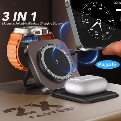 Chargeur Réseau Sans Fil XO Design CX035 3en1, 15W, 1.67A, Noir