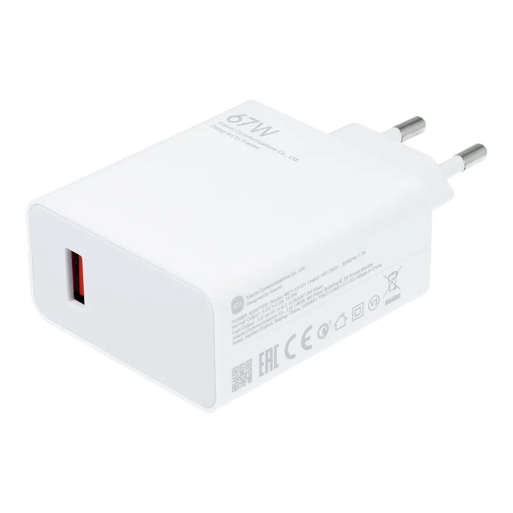 Caricabatterie da Rete Xiaomi MDY-12-EH, 67W, 6.2A, 1 x USB-A, Bianco