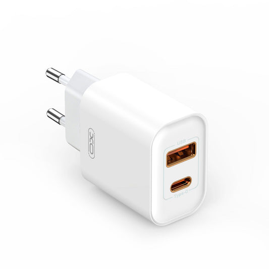 Caricabatterie Rete XO Design BPCE12, 20W, 3A, 1 x USB-A - 1 x USB-C, Bianco
