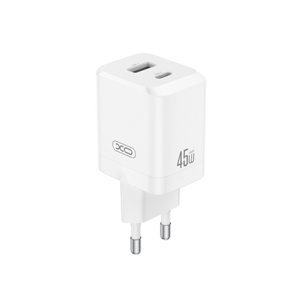 Chargeur Réseau XO Design CE36, 45W, 3A, 1 x USB-A - 1 x USB-C, Blanc