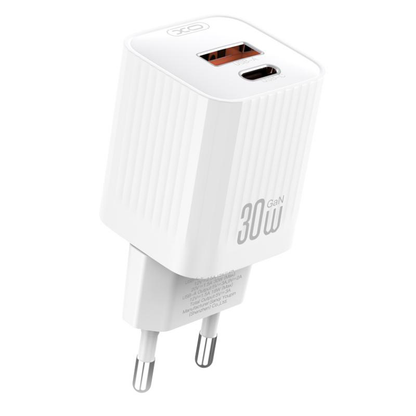 Caricatore da rete XO Design L149, 30W, 3A, 1 x USB-A - 1 x USB-C, Bianco