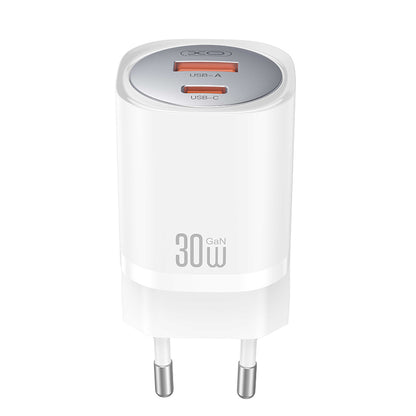 Caricabatterie Rete XO Design CE21, 30W, 3A, 1 x USB-A - 1 x USB-C, Bianco