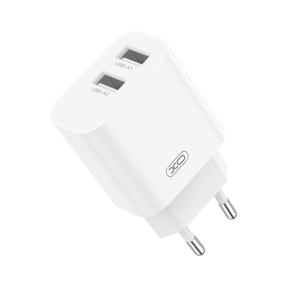 Chargeur secteur XO Design CE55, 12 W, 2,4 A, 2 x USB-A, blanc