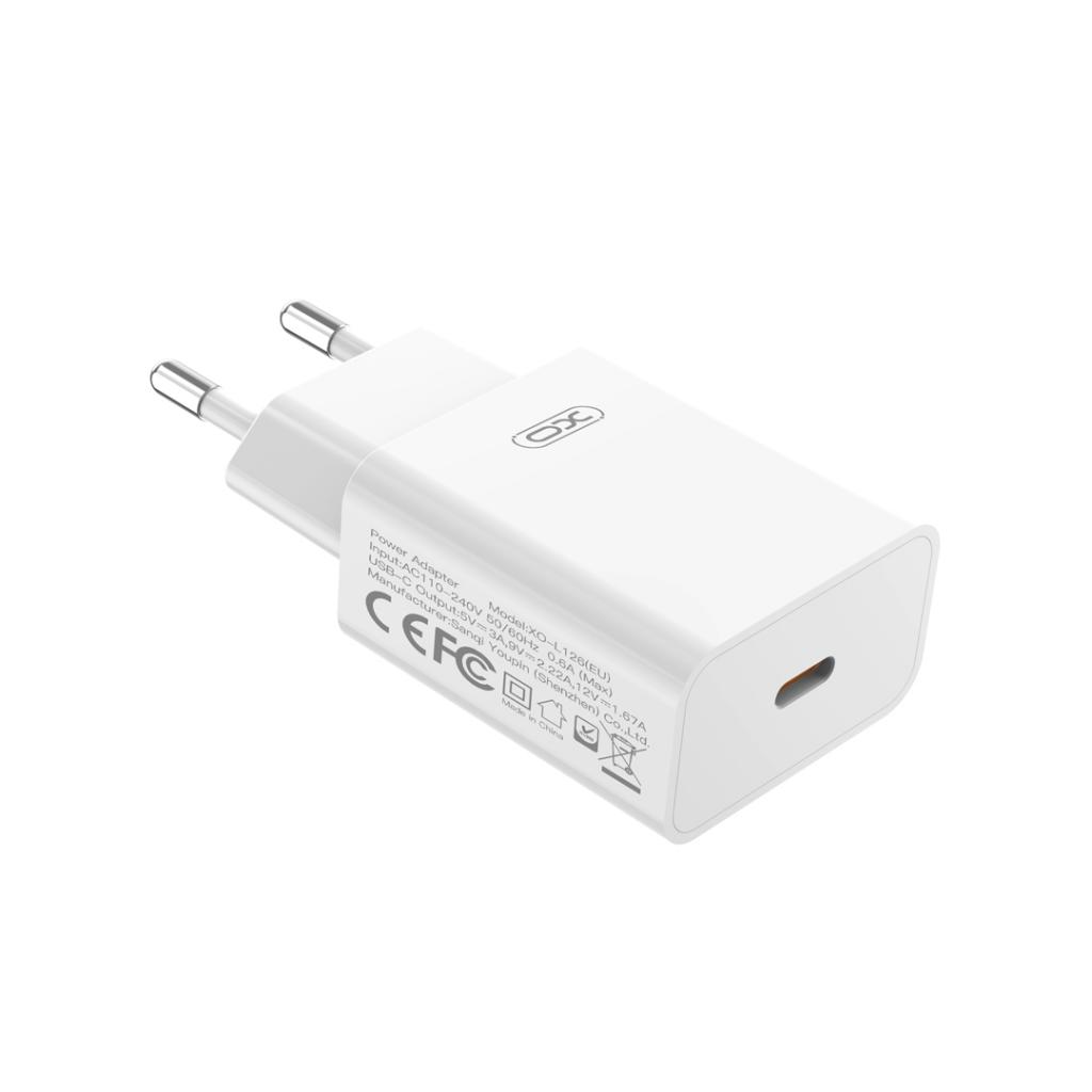 Chargeur Réseau XO Design L126, 20W, 3A, 1 x USB-C, Blanc