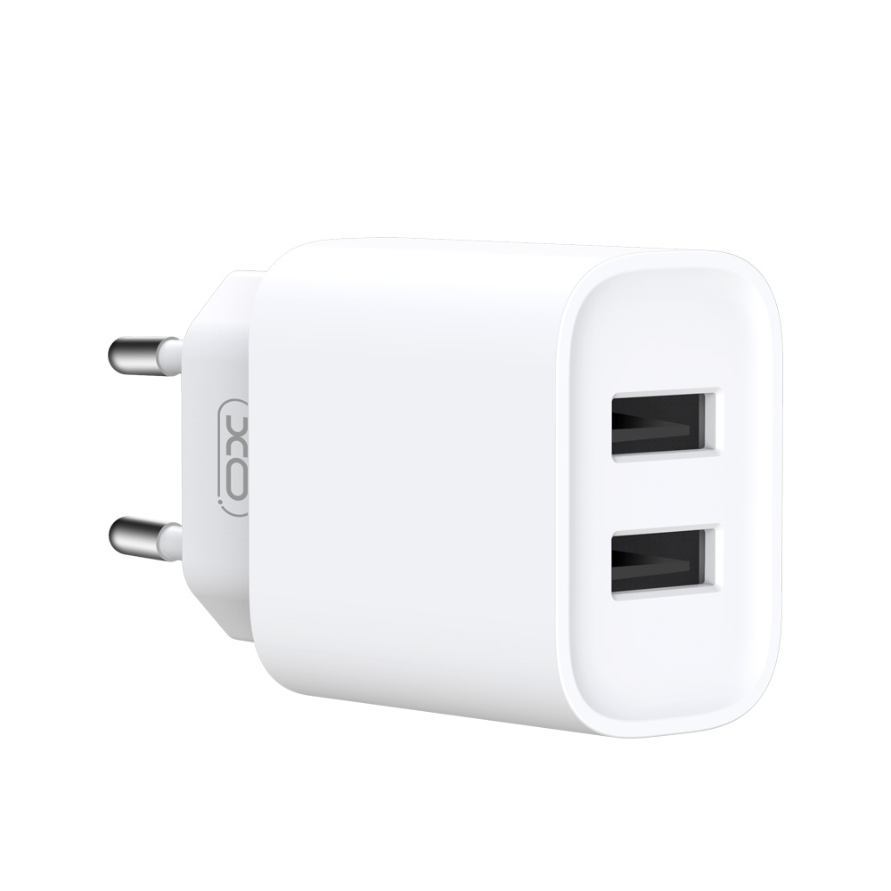 Chargeur Réseau XO Design CE02C, 10.5W, 2.1A, 2 x USB-A, Blanc