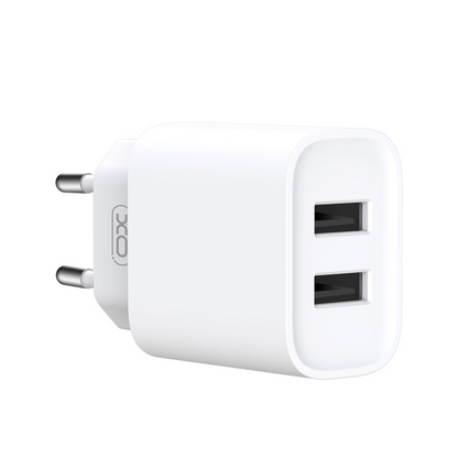Chargeur Réseau XO Design CE02C, 10.5W, 2.1A, 2 x USB-A, Blanc
