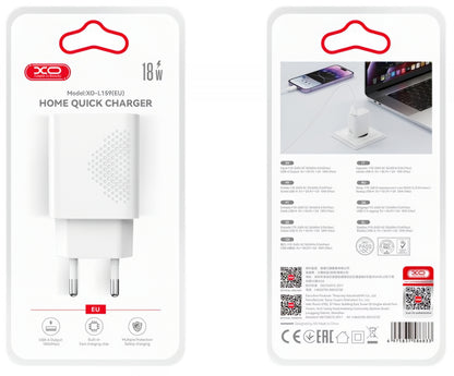 Caricabatterie Retea XO Design L159, 18W, 3A, 1 x USB-A, Bianco