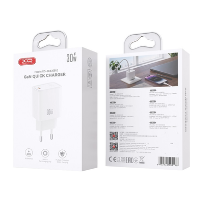 Chargeur secteur XO Design CE53, 30 W, 3 A, 1 x USB-C, blanc