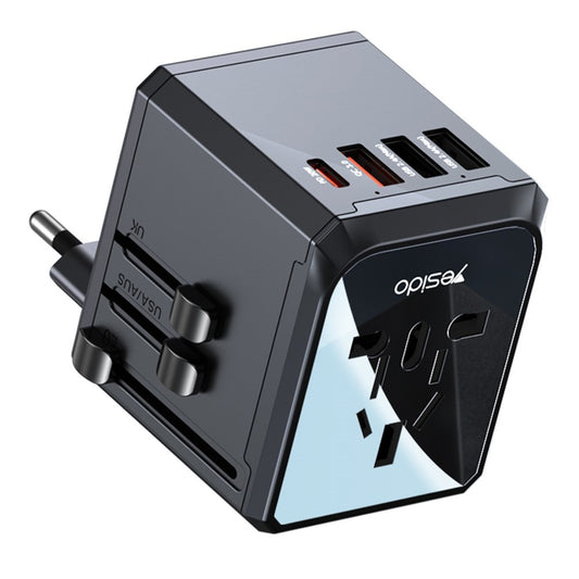 Chargeur Réseau Yesido MC24 Travel, 20W, 3A, 3 x USB-A - 1 x USB-C, Noir