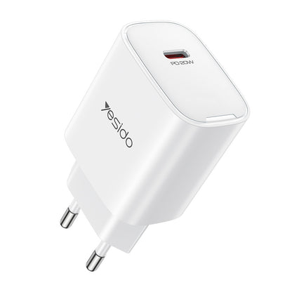 Chargeur réseau Yesido YC01E, 20W, 3A, 1 x USB-C, Blanc