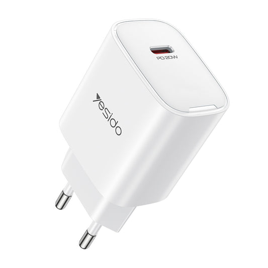 Chargeur réseau Yesido YC01E, 20W, 3A, 1 x USB-C, Blanc