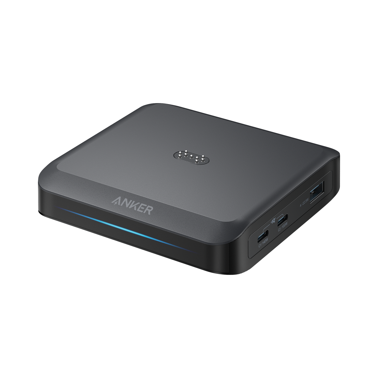 Anker Ladestation für externe Prime Batterie, 150W, 5A, 1 x Pogo Pin - 1 x USB-A - 2 x USB-C, Schwarz A1903G11