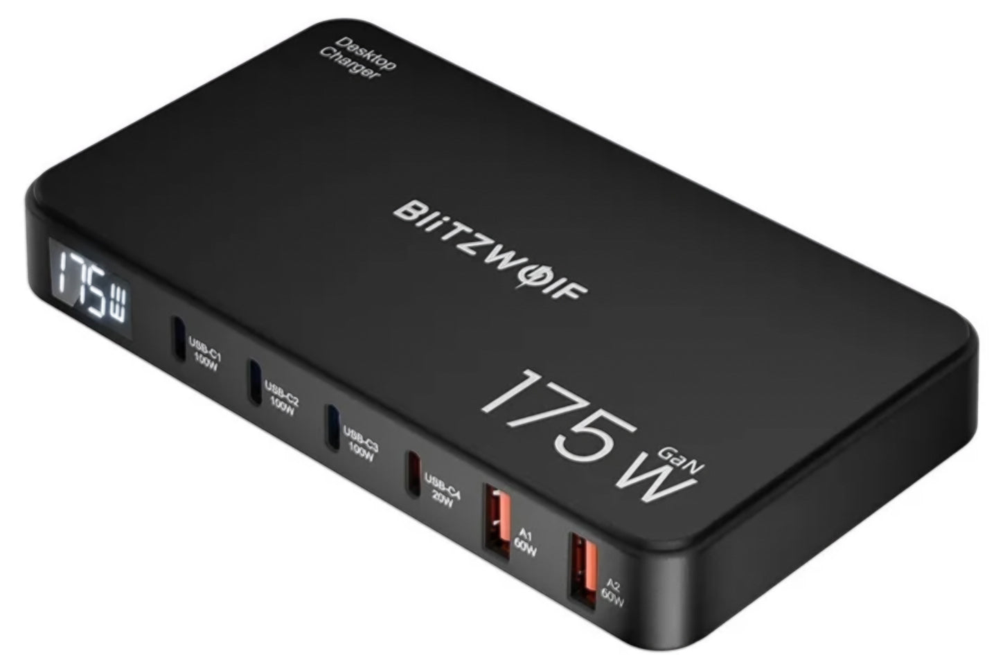 Chargeur Station BlitzWolf BW-S30, 175W, 5A, 2 x USB-A - 4 x USB-C, Noir