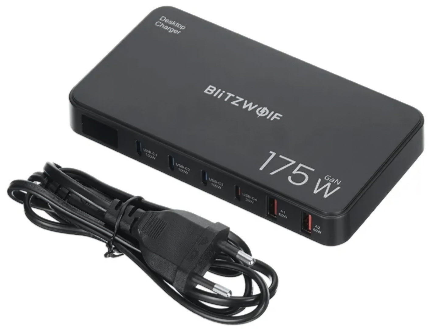Chargeur Station BlitzWolf BW-S30, 175W, 5A, 2 x USB-A - 4 x USB-C, Noir
