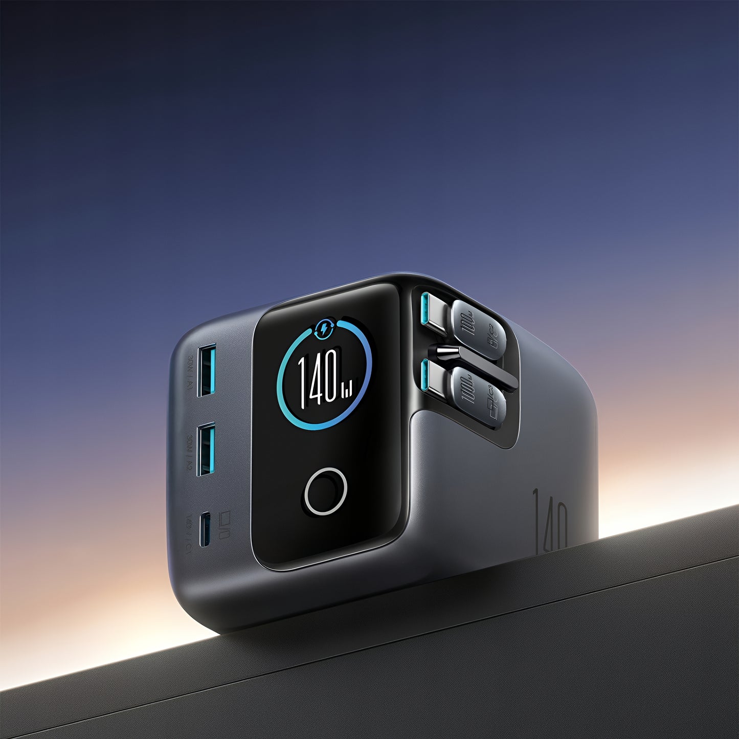 Caricabatterie Stazione Con Cavo USB-C Joyroom Podix JR-TRD01, 140W, 1 x USB-C - 2 x USB-A, Grigio