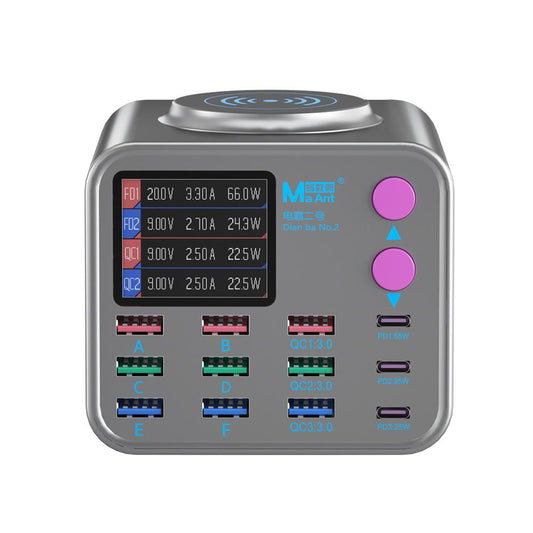 Chargeur Station MaAnt DianBa No.2 QI, 300W, 3A, 3 x USB-C - 9 x USB-A, Gris