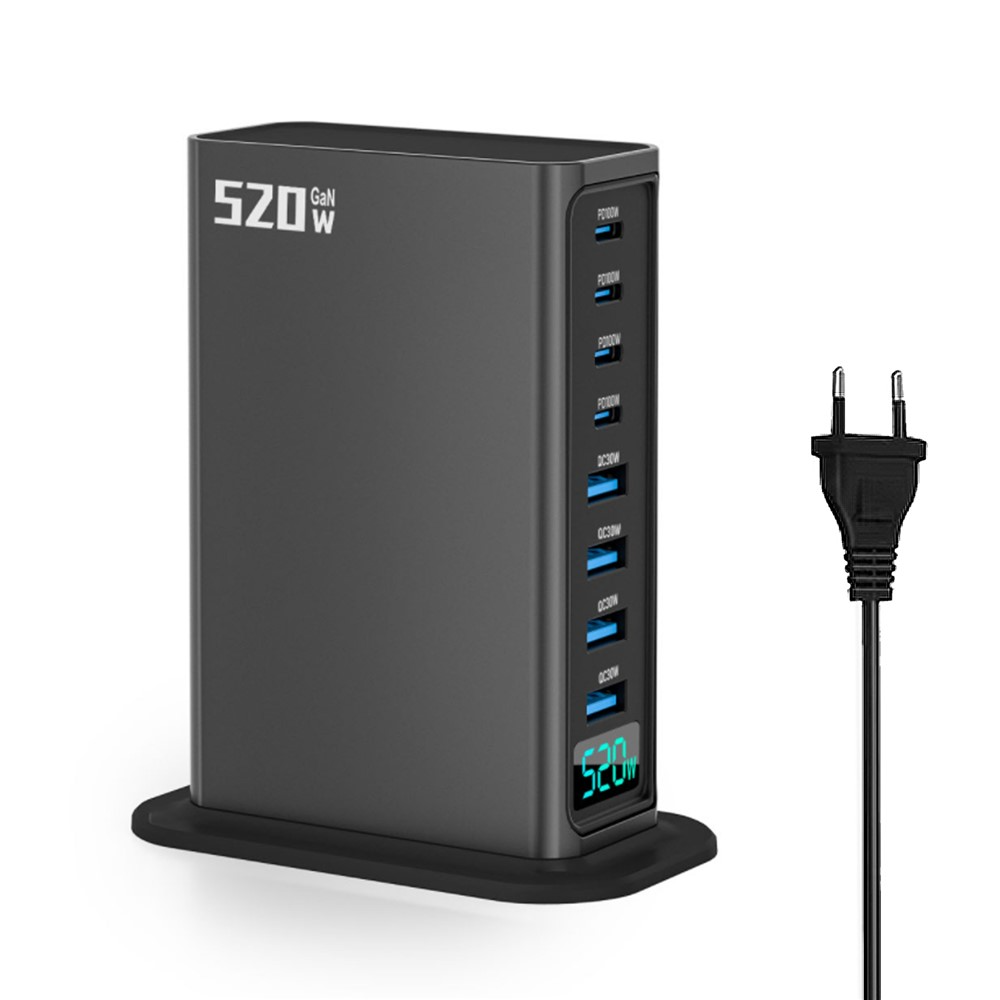 Chargeur Station OEM, 520W, 5A, 4 x USB-A - 4 x USB-C, Gris
